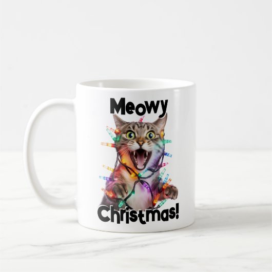 Meowy Christmas Cat Mok Grappig Cadeau (Links)