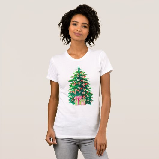 Meowy Christmas Cat Mom Shirt - Funny Tree T-shirt (Voorkant volledig)