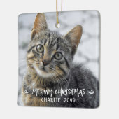MEOWY CHRISTMAS Cat Name Photo Keramisch Ornament (Links)