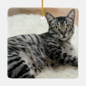 MEOWY CHRISTMAS Cat Name Photo Keramisch Ornament (Achterkant)