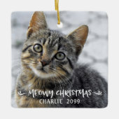 MEOWY CHRISTMAS Cat Name Photo Keramisch Ornament (Voorkant)