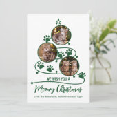 Meowy Christmas Cat Pet 3 Foto Feestdagenkaart (Staand voorkant)