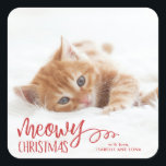 Meowy Christmas Cat Pet Vakantie Sticker<br><div class="desc">Verspreid de liefde dit vakantieseizoen met een unieke en super schattige huisdier vakantie sticker die zegt "Meowy Christmas"</div>