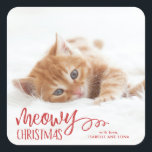 Meowy Christmas Cat Pet Vakantie Sticker<br><div class="desc">Verspreid de liefde dit vakantieseizoen met een unieke en super schattige huisdier vakantie sticker die zegt "Meowy Christmas"</div>