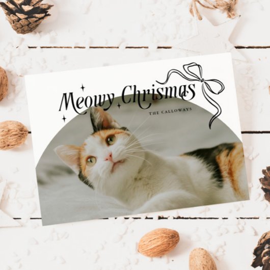 Meowy Christmas Cat Photo Holiday Kaart