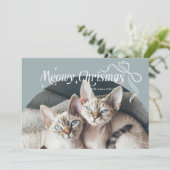 Meowy Christmas Cat Photo Stone Holiday Kaart (Staand voorkant)