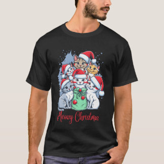 Meowy Christmas Cat retro T-shirt