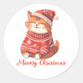 Meowy Christmas Cat Sticker – Feestelijke Vakantie