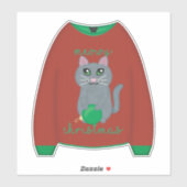 Meowy Christmas Cat Sweater Sticker (Vel)