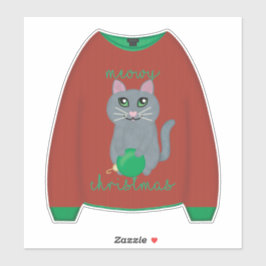 Meowy Christmas Cat Sweater Sticker