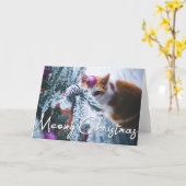 Meowy Christmas Cat - Uw CAT FOTO toevoegen Kaart (Gele Bloem)