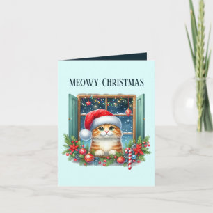 Meowy Christmas cat voeg bericht toe Feestdagen Kaart