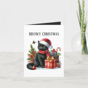 Meowy Christmas cat voeg bericht toe Feestdagen Kaart
