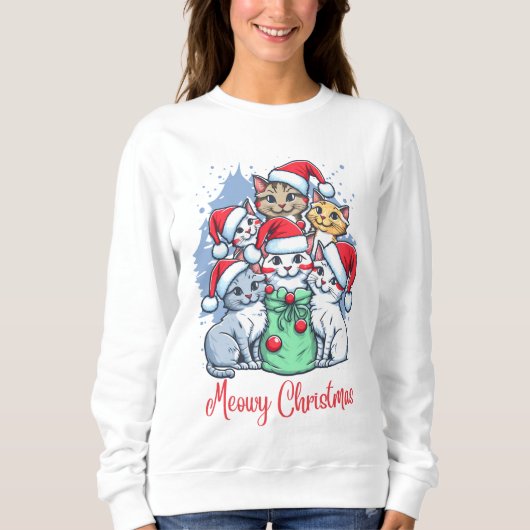 Meowy Christmas Cats - Feestelijke vakantie ontwer Trui (Voorkant)