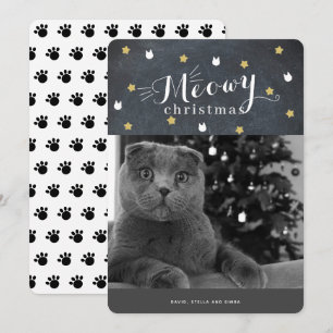 Meowy Christmas Chalkboard Foto Vakantie Kaart