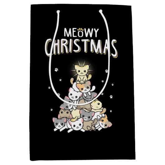 Meowy Christmas Classic Merry Christmas Medium Cadeauzakje (Voorkant)