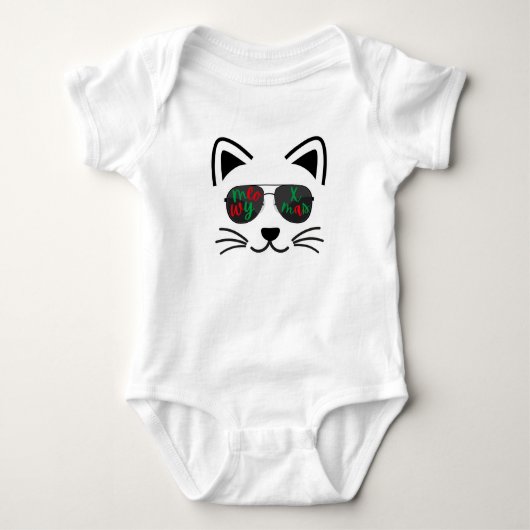 Meowy Christmas Cool Zonnebril Kitty Cat Wit Romper (Voorkant)