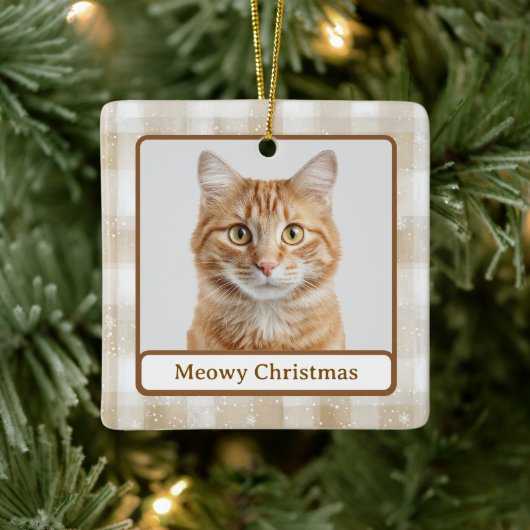 Meowy Christmas Custom Cat Photo Ornament (Boom)
