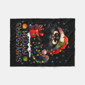 Meowy Christmas Cute Black Cat Christmas Xmas Wome Fleece Deken (Voorkant (Horizontaal))