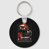 Meowy Christmas Cute Black Cat Christmas Xmas Wome Sleutelhanger (Voorkant)