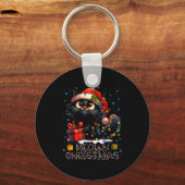 Meowy Christmas Cute Black Cat Christmas Xmas Wome Sleutelhanger (Voorkant)