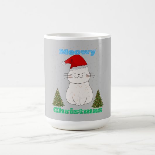 Meowy Christmas Cute Cat Design | Funny Holiday Ca Koffiemok (Center)