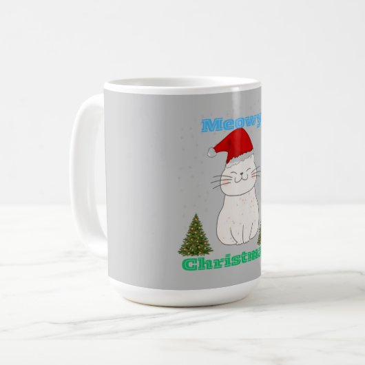 Meowy Christmas Cute Cat Design | Funny Holiday Ca Koffiemok (Voorkant links)