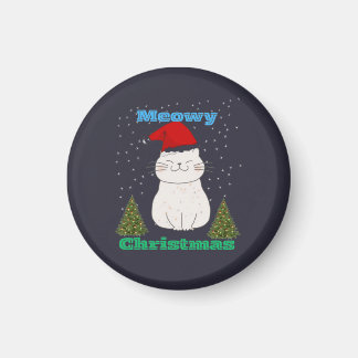 Meowy Christmas Cute Cat Design | Funny Holiday Ca Magneet