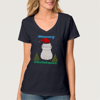 Meowy Christmas Cute Cat Design | Funny Holiday Ca T-shirt