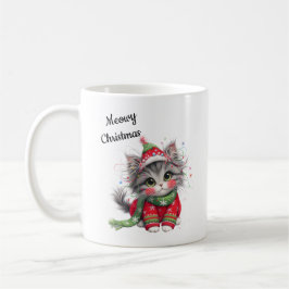 Meowy Christmas-Cute Cat Holiday Mug  Koffiemok