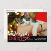 Meowy Christmas Cute Cat Voeg uw aangepaste foto t Feestdagenkaart (Voorkant / Achterkant)