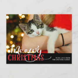 Meowy Christmas Cute Cat Voeg uw aangepaste foto t Feestdagenkaart