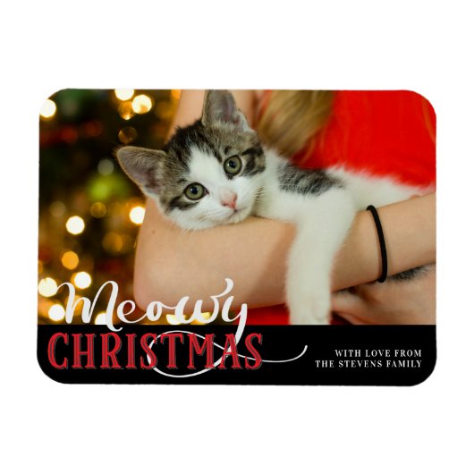 Meowy Christmas Cute Cat Voeg uw aangepaste foto t Magneet (Horizontaal)