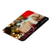 Meowy Christmas Cute Cat Voeg uw aangepaste foto t Magneet (Linkerzijde)