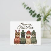 Meowy Christmas Cute Cats Holiday Postcard | Cozy  Feestdagenkaart (Staand voorkant)