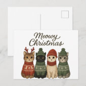Meowy Christmas Cute Cats Holiday Postcard | Cozy  Feestdagenkaart (Voorkant / Achterkant)