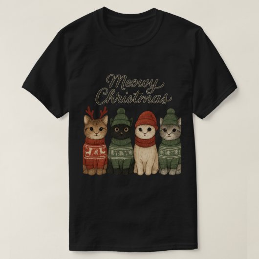 Meowy Christmas Cute Cats T-Shirt | Cozy Holiday (Design voorkant)