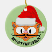 "MEOWY CHRISTMAS" Cute Mustache Cat Festive Keramisch Ornament (Voorkant)
