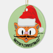 "MEOWY CHRISTMAS" Cute Mustache Cat Festive Keramisch Ornament (Links)