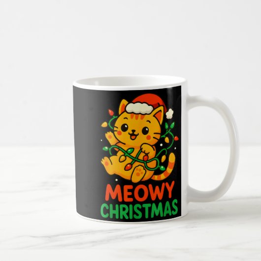 Meowy Christmas Cute Orange Tabby Cat  Koffiemok (Rechts)