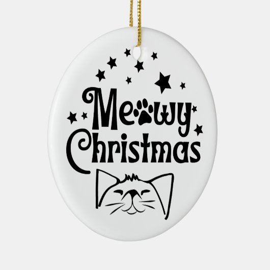Meowy Christmas | dubbelzijdig Keramisch Ornament (Rechts)