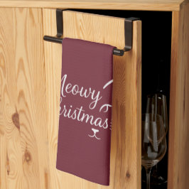 'Meowy Christmas' Elegante Diep Cranberry Kado Theedoek