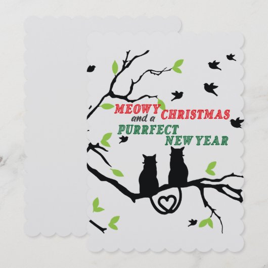 "Meowy Christmas en een perfect nieuwjaar" Feestdagenkaart (Voorkant / Achterkant)