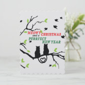 "Meowy Christmas en een perfect nieuwjaar" Feestdagenkaart (Staand voorkant)