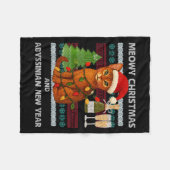 Meowy Christmas Funny Abyssinian Cat Santa Hat Ugl Fleece Deken (Voorkant (Horizontaal))