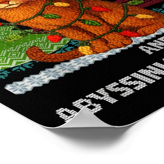 Meowy Christmas Funny Abyssinian Cat Santa Hat Ugl Poster (Hoek)