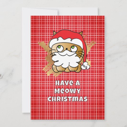 Meowy Christmas Funny Cat Cartoon Schattige Feestdagenkaart (Voorkant)