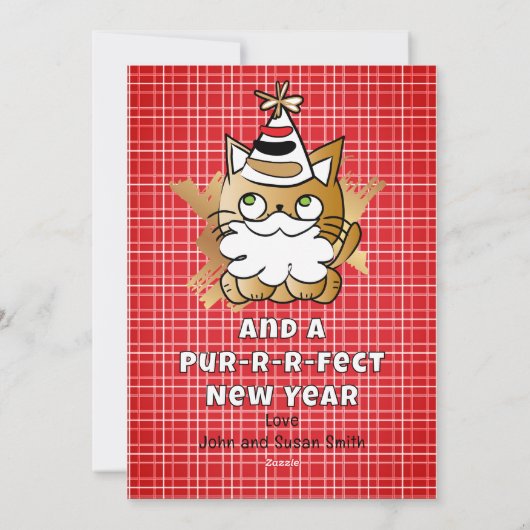 Meowy Christmas Funny Cat Cartoon Schattige Feestdagenkaart (Achterkant)