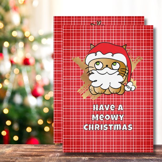 Meowy Christmas Funny Cat Cartoon Schattige Feestdagenkaart