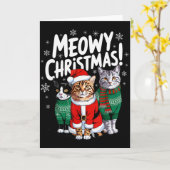 Meowy Christmas Funny Cat Christmas Holiday Xmas S Kaart (Gele Bloem)